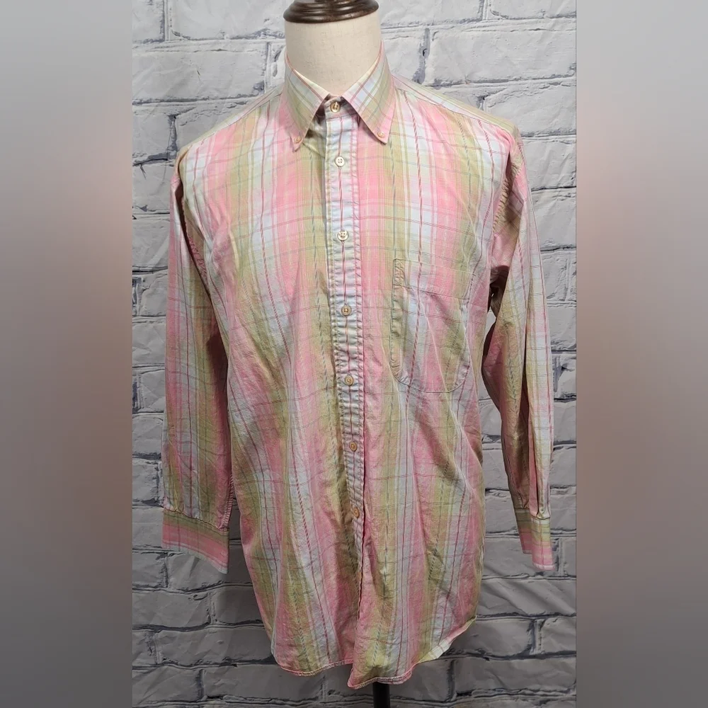 Burberry London Men's Button Down Shirt Check Vintage USA 90s Relaxed Fit Medium - Picture 2 of 16